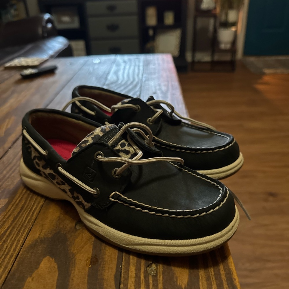 Sperry Black and Leopard Women's Shoes